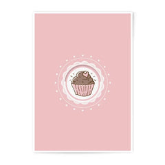 Cute Cupcake Photographic Prints, Pink Heart Art, Sweet Treat Decor, Kitchen Art, Dessert Illustration, Whimsical Print, Home Decor - Tawshia