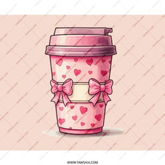 Pink Coffee Hearts Mouse Pad, Cute Bows Office Decor, Kawaii Desk Mat, Girly Computer Accessory, Valentines Day Gift Idea - Tawshia