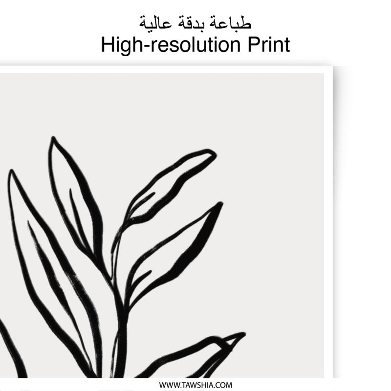 Minimalist Leaf Art Photographic Print, Botanical Line Drawing, Modern Wall Decor, Plant Illustration, Nature Inspired Print - Tawshia