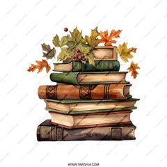 Fall Books Tote Bag, Autumn Leaves, Reading Lover Gift, Bookworm Bag, Library Tote, Cute Bookish Tote, Aesthetic Reader Bag, Teacher Gift - Tawshia