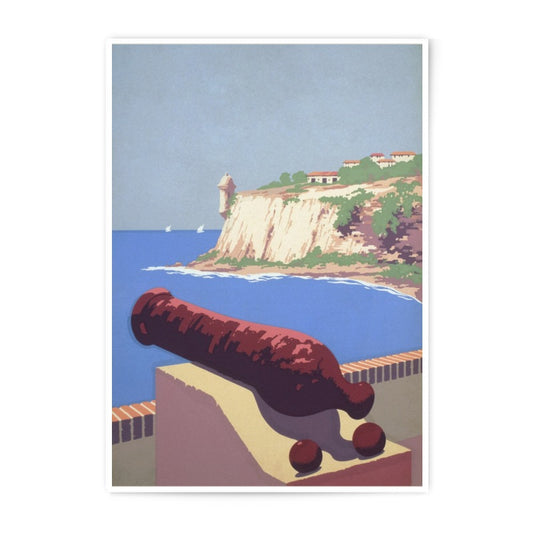 Coastal Cannon Photographic Print, Travel Poster Art, Vintage Seascape Wall Decor, Nautical Art Print, Home Decor - Tawshia