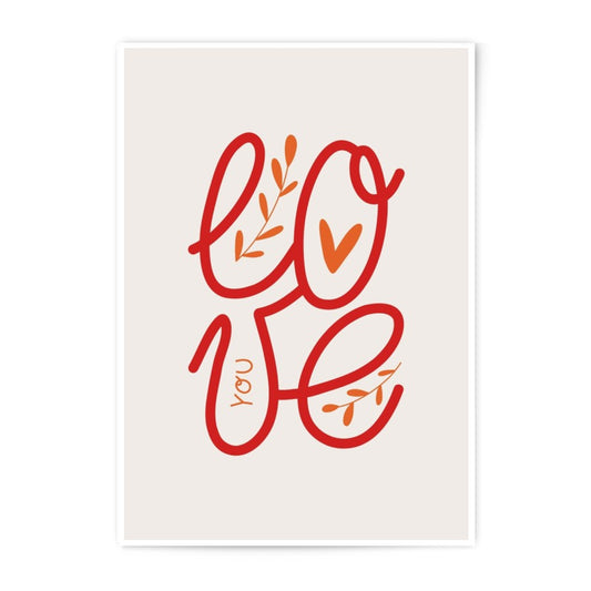 Love You Photographic Print, Minimalist Art, Valentine's Day Gift, Anniversary Gift, Modern Home Decor, Wall Art, Cute Love Print - Tawshia