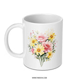Floral Mug, Watercolor Flowers, Roses and Daisies Mug, Coffee Mug, Tea Mug, Gift Mug, Floral Design Mug (120 characters) - Tawshia