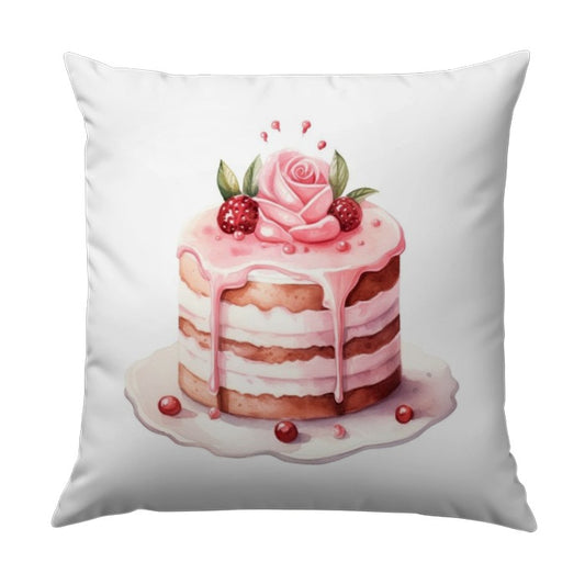 Sweet Cake Pillow, Dessert Lover Decor, Foodie Gift Idea, Pink Rose Cake Pillow, Kitchen Decor Accent, Home Decor Pillows, Baking Art - Tawshia