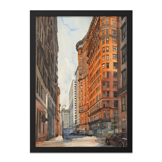 Cityscape Wall Art, Watercolor Building Print, Urban Architecture Decor, City Street Painting, Downtown Scene Art, Contemporary Home Decor - Tawshia