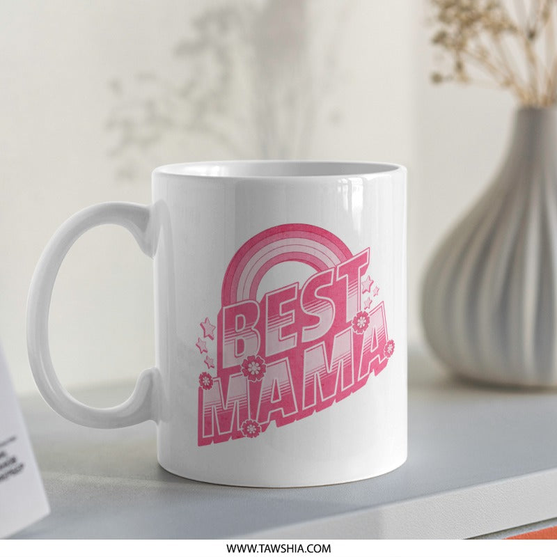 Best Mama Rainbow Design White Coffee Mug product
