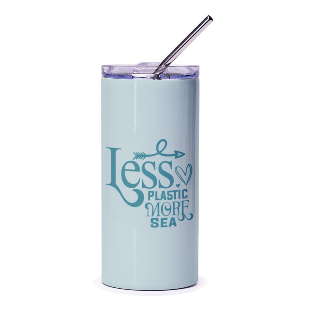 Less Plastic More Sea Tumbler, Ocean Lover Gift, Environmental Tumbler, Beach Tumbler, Go Green Tumbler, Sea Life Tumbler - Tawshia