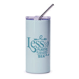 Less Plastic More Sea Tumbler, Ocean Lover Gift, Environmental Tumbler, Beach Tumbler, Go Green Tumbler, Sea Life Tumbler - Tawshia