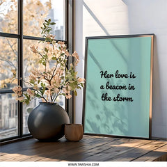 Her Love Is A Beacon Wall Art, Inspirational Quote Art, Storm Beacon, Love Wall Decor, Motivational Art Print - Tawshia