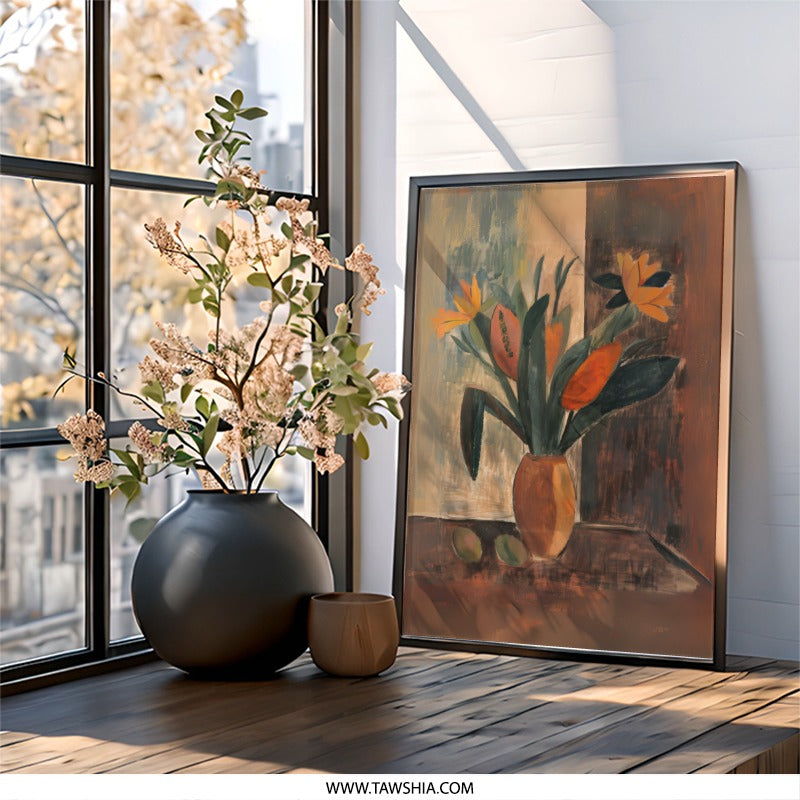 Floral Still Life Wall Art, Flower Bouquet Painting, Abstract Botanical Print, Modern Home Decor, Unique Wall Decor Art - Tawshia