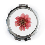 Pink Zinnia Pocket Mirror, Floral Compact Mirror, Flower Gift, Cosmetic Mirror, Beautiful Zinnia Design, Cute Mirror, Makeup Mirror - Tawshia