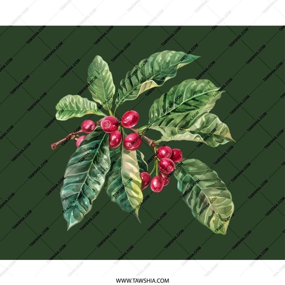 Coffee Branch Mouse Pad, Botanical Art, Red Berries, Desk Decor, Office Accessories, Nature Lover Gift, Plant Lover Gift, Unique Mousepad - Tawshia