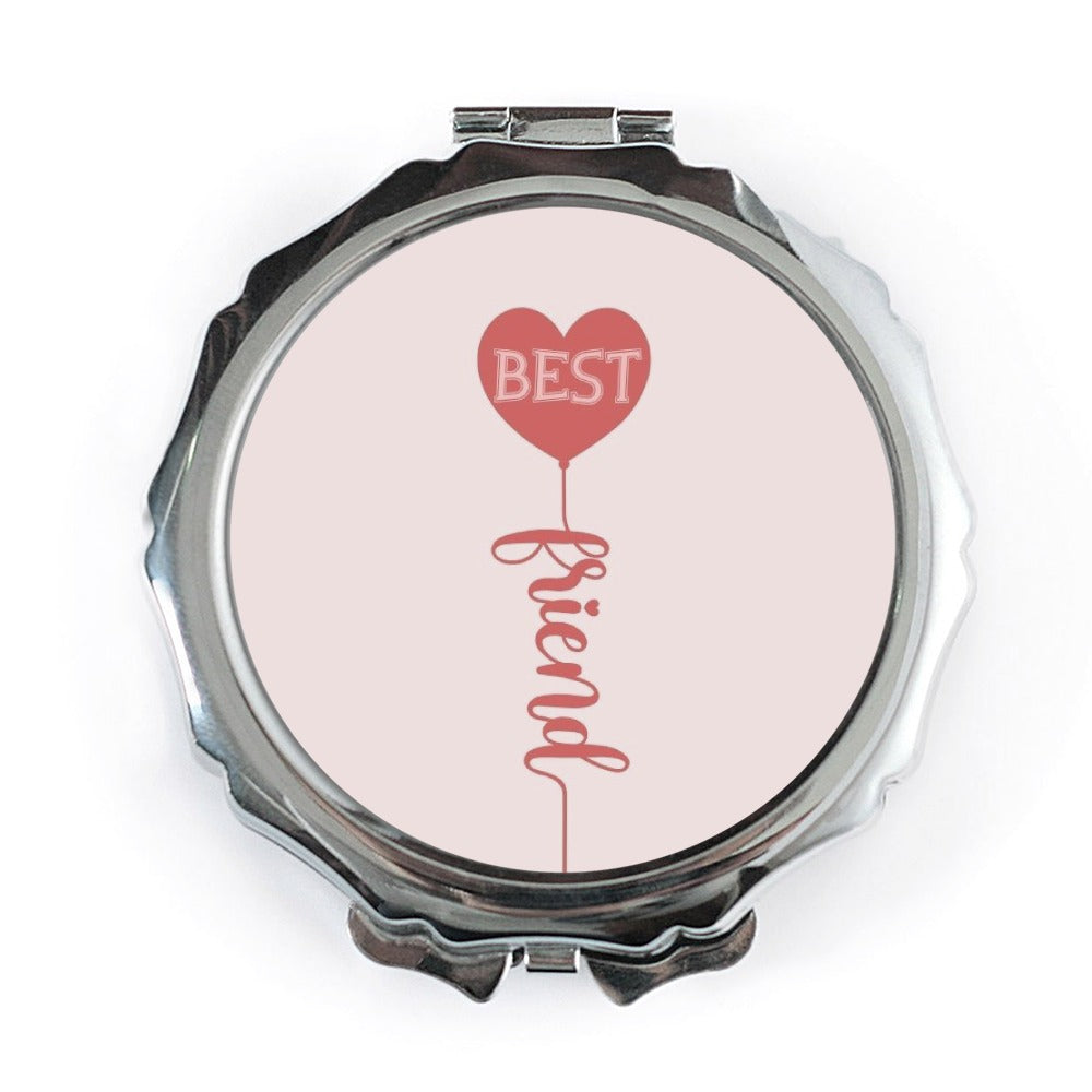 Best Friend Pocket Mirror, Heart Balloon Design, Friendship Gift, Cute Compact Mirror, Pocket Makeup Mirror, Gift for Her - Tawshia