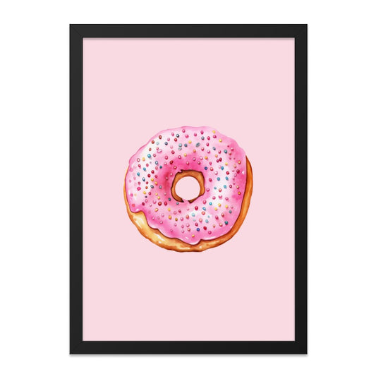 Pink Donut Wall Art, Watercolor Donut Print, Foodie Decor, Kitchen Art, Sweet Treat Art, Dessert Wall Decor, Cute Donut Painting - Tawshia