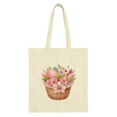 Easter Tote Bag, Floral Basket Design, Spring Tote Bag, Easter Eggs, Easter Basket, Holiday Tote, Gift Bag, Reusable Bag, Shopping Bag - Tawshia