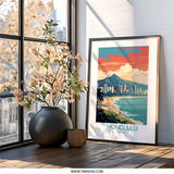 Honolulu Hawaii Wall Art, Beach Cityscape Print, Tropical Island Decor, Modern Travel Poster, Vacation Home Gift, Hawaii Artwork - Tawshia