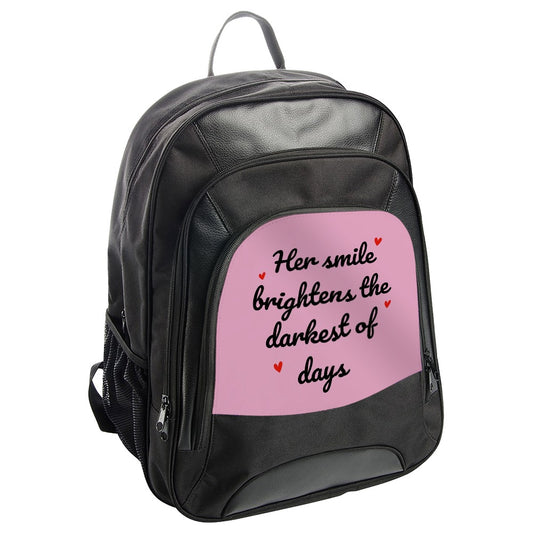 Smile Brightens Backpack, Inspirational Backpack, Motivation Backpack, Her Smile Backpack, Gift Backpack, Statement Backpack - Tawshia