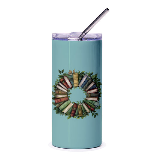 Book Lover Tumbler, Books Wreath, Reading Tumbler, Teacher Tumbler, Librarian Gift, Literary Tumbler, Bookworm Tumbler, Custom Gift - Tawshia