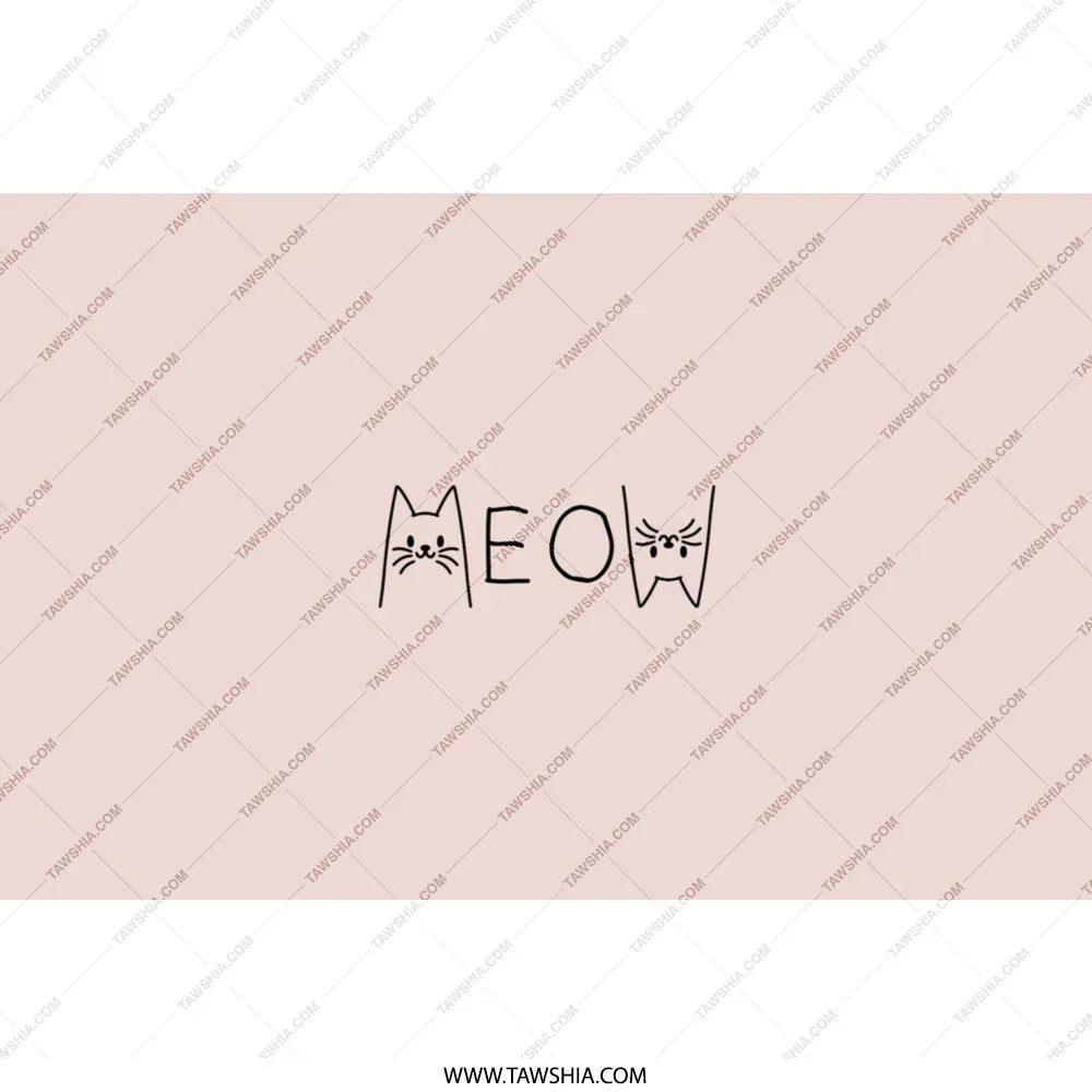 Cute Cat Themed Meow Typography Print Product