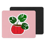 Monstera Houseplant Design on Pink Background mousepad