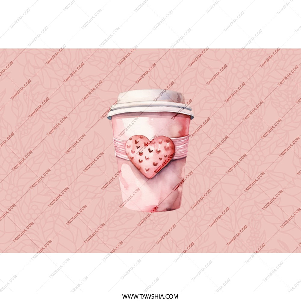 Coffee Cup Heart Tumbler, Pink Floral Tumbler, Valentine's Tumbler, Gift for Her, Love Tumbler, Cute Tumbler - Tawshia