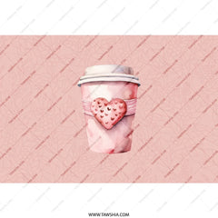 Coffee Cup Heart Tumbler, Pink Floral Tumbler, Valentine's Tumbler, Gift for Her, Love Tumbler, Cute Tumbler - Tawshia