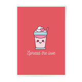 Cute Milkshake Photographic Prints, Kawaii Dessert Art, Spread Love Decor, Pink Drink Illustration, Gift for Her, Kitchen Wall Art - Tawshia