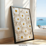 Daisy Wall Art, Floral Print, Beige Background, Modern Art, Flower Illustration, Botanical Decor, Living Room Art, Home Decor, Gift Idea - Tawshia
