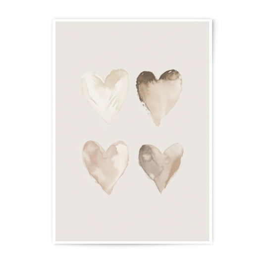 Hearts Photographic Print, Neutral Wall Art, Minimalist Decor, Beige Heart Artwork, Modern Heart Prints, Home Decor, Wall Decor - Tawshia