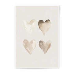Hearts Photographic Print, Neutral Wall Art, Minimalist Decor, Beige Heart Artwork, Modern Heart Prints, Home Decor, Wall Decor - Tawshia