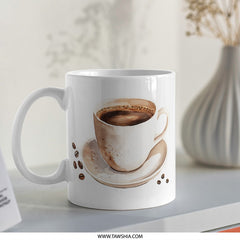 Watercolor Coffee Mug, Coffee Lover Gift, Espresso Cup Mug, Coffee Art, Drinkware Mug, Unique Mug Gift, Kitchen Decor Mug - Tawshia