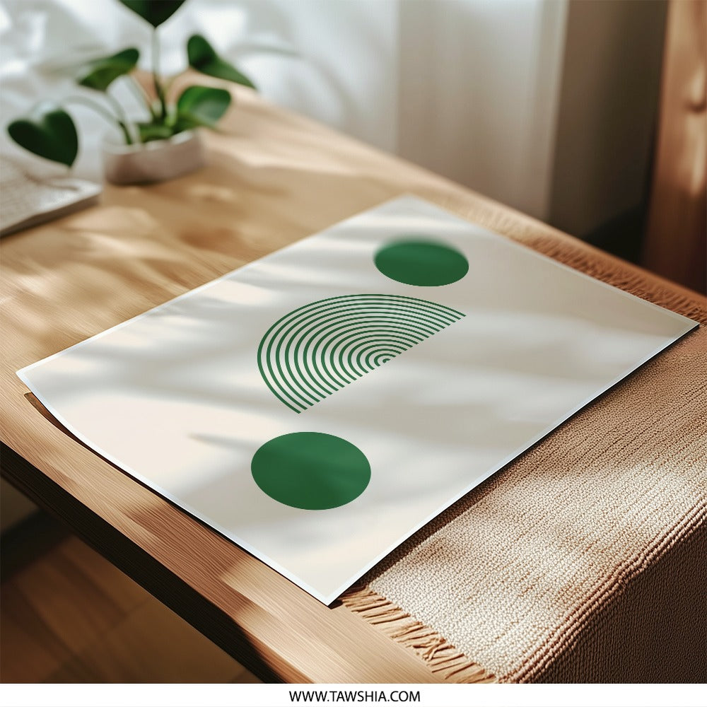 Modern Art Photographic Print, Abstract Geometric Wall Art, Green Circles Half Circle Design, Minimalist Home Decor, Office Art - Tawshia