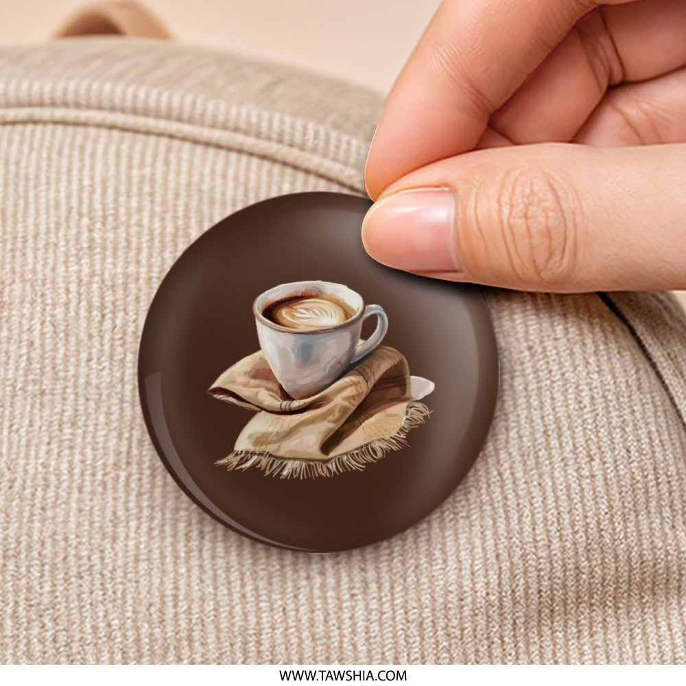 Coffee Latte Pinback Button, Cafe Lover Button, Coffee Drink Art Button, Beverage Gift Idea, Trendy Button, Coffee Art Accessory - Tawshia