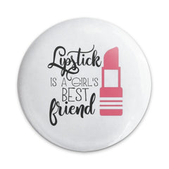 Lipstick is a Girl's Best Friend Pinback Button, Pink Lipstick Button, Cute Makeup Button, Fashion Button, Girl Power Gift - Tawshia