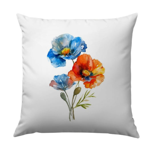 Watercolor Floral Pillow, Poppy Flower Cushion, Elegant Botanical Pillow, Spring Decor Pillow, Colorful Flowers Gift Pillow - Tawshia