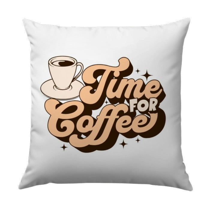 Time for Coffee Pillow, Retro Coffee Lover Decor, Cute Coffee Cup, Coffee Addict Gift, Home Decor Pillow - Tawshia