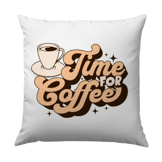 Time for Coffee Pillow, Retro Coffee Lover Decor, Cute Coffee Cup, Coffee Addict Gift, Home Decor Pillow - Tawshia