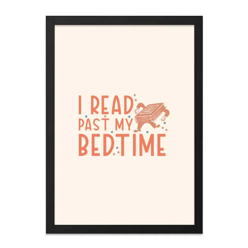 Funny Book Lover Framed Wall Art, Reading Past Bedtime, Whimsical Book Illustration, Reading Room Decor, Childrens Room Art, Gift for Reader - Tawshia