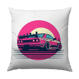 Retro Skyline Car Pillow, JDM Japanese Pillow, Vaporwave Pillow, Drift Car Pillow, 80s Aesthetic Pillow, Nissan Car Throw Pillow - Tawshia