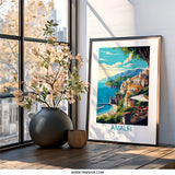 Amalfi Coast Wall Art, Italy Scenery Print, Mediterranean Sea Poster, Italian Village Home Decor, Coastal Artwork, Travel Gift - Tawshia
