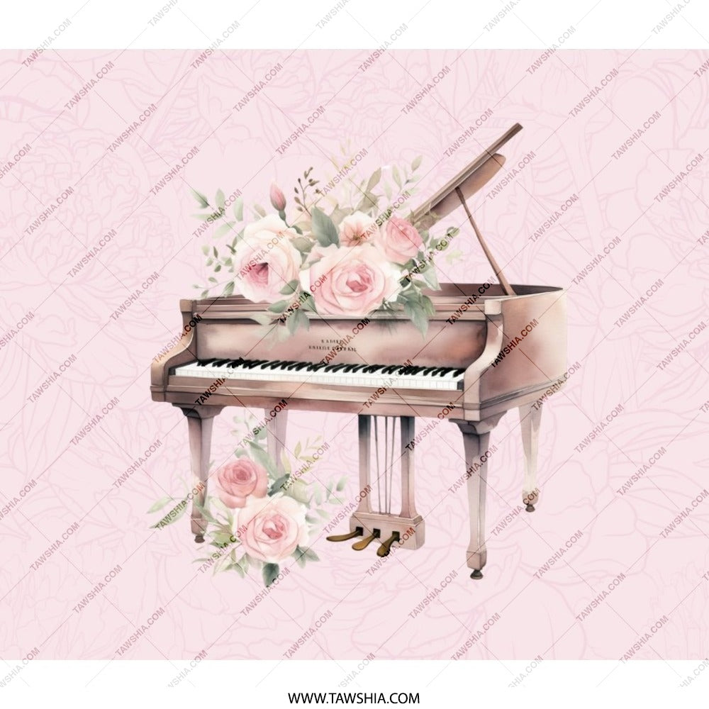 Floral Piano Backpack, Music Lover Backpack, Musician Gift Idea, Piano Teacher Gift, Unique Backpack, Stylish Backpack, Pink Rose Backpack - Tawshia
