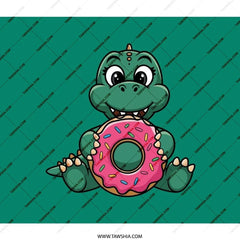 Cute Dinosaur Backpack, Cartoon Dino with Donut, Novelty Backpack, Dinosaur Lover Gift, Backpack for Kids, Trendy Backpack - Tawshia