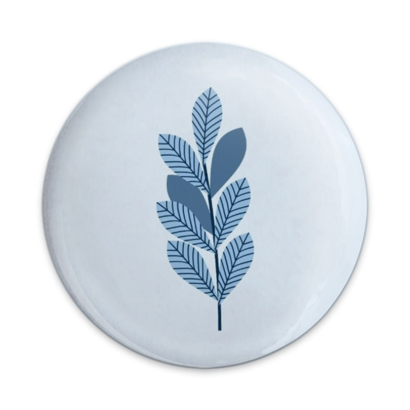 Blue Leaf Pinback Button, Nature Inspired Badge, Botanical Pin, Minimalist Design Button, Aesthetic Accessory, Gift Idea, Trendy Button - Tawshia