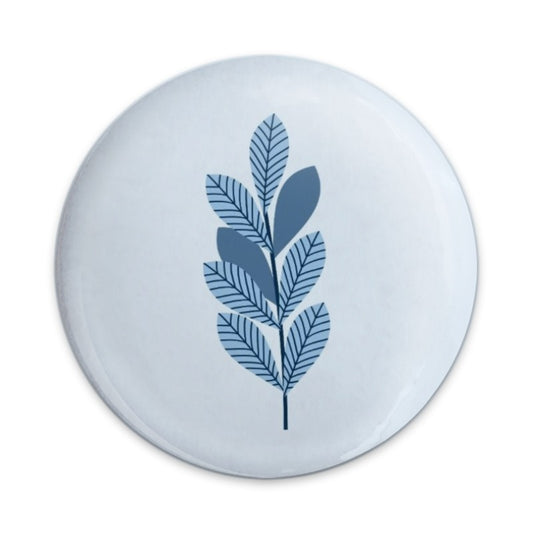 Blue Leaf Pinback Button, Nature Inspired Badge, Botanical Pin, Minimalist Design Button, Aesthetic Accessory, Gift Idea, Trendy Button - Tawshia