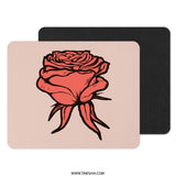 Rose Mouse Pad, Floral Desk Decor, Pink Computer Mat, Flower Mousepad, Aesthetic Workspace Gift, Botanical Art, Unique Office Accessory - Tawshia