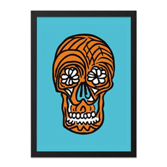 Orange Sugar Skull Wall Art, Dia de los Muertos Decor, Calavera Art Print, Mexican Folk Art, Halloween Decoration, Day of the Dead - Tawshia