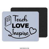 Teacher Appreciation Gift Mouse Pad, Teach Love Inspire, Educator Desk Accessory, Book and Heart Design, Teacher Present Idea - Tawshia