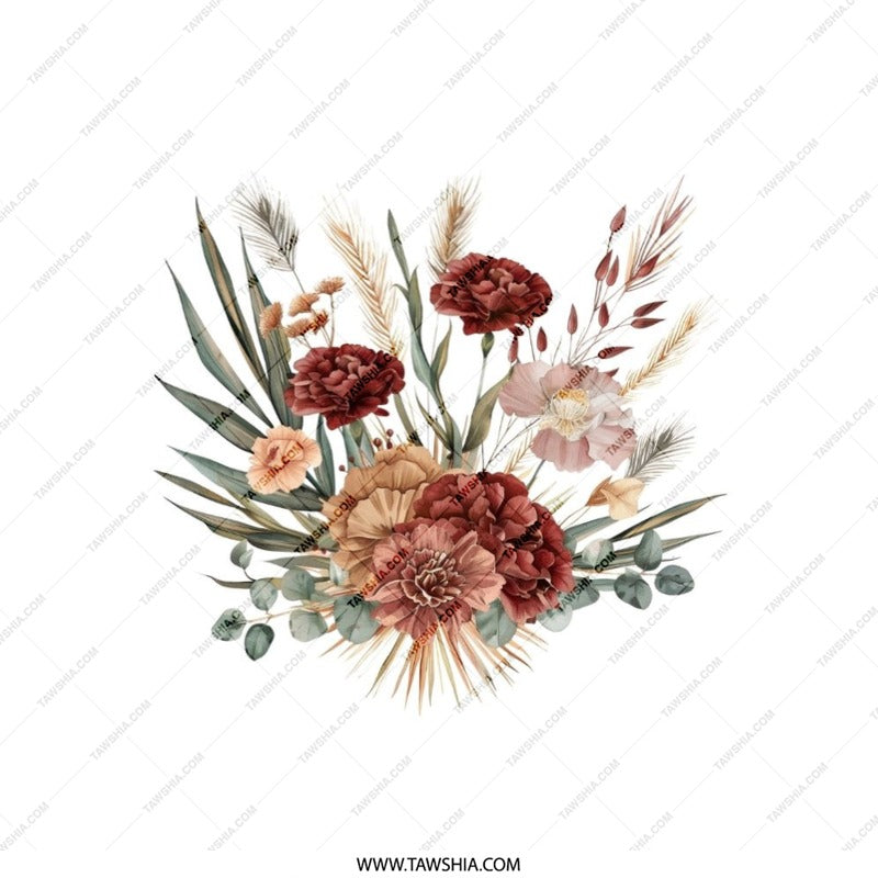 Floral Bouquet Pillow, Autumn Flowers, Decorative Pillow Cover, Boho Decor, Farmhouse Style, Throw Pillow, Accent Pillow, Home Decor - Tawshia