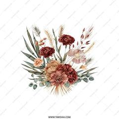 Floral Bouquet Pillow, Autumn Flowers, Decorative Pillow Cover, Boho Decor, Farmhouse Style, Throw Pillow, Accent Pillow, Home Decor - Tawshia