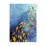 Golden Fish Photographic Print, Blue Abstract Art, Ocean Wall Decor, Modern Home Art, Sea Life Print - Tawshia